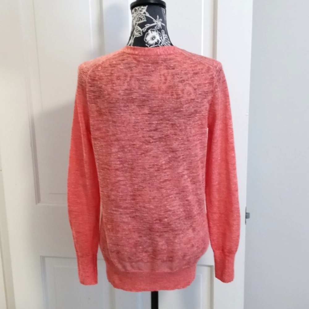 🌞J. Crew🌞 - Coral Pink Marled Linen Blend Cardigan Sweater - Picture 2 of 12